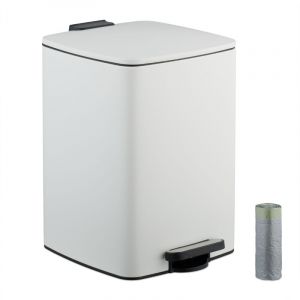 Relaxdays Poubelle de Cuisine, 20 litres, Design Moderne, Seau intérieur Amovible, pédale antidérapante, Blanche