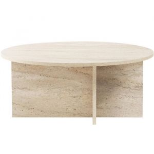 Table basse ronde effet Travertin &Oslash;90 cm - Zelis