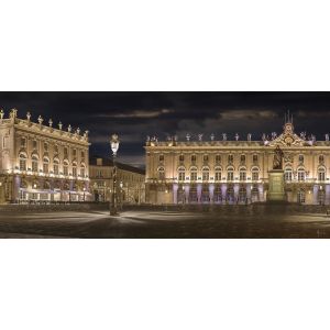Ceanothe Tableau sur verre synthétique place Stanislas de nuit 65x145 cm