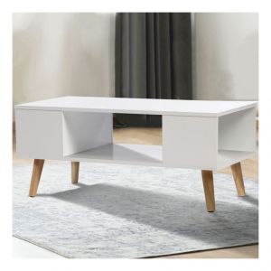 Idmarket ID MARKET - Table basse EFFIE scandinave bois blanc