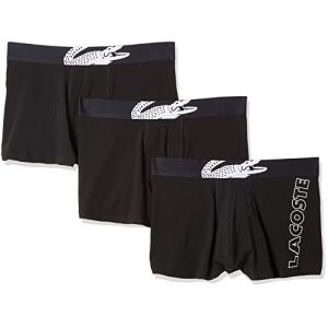Lacoste Lot de 3 boxers courts homme avec imprim&eacute; crocodile Taille L Noir