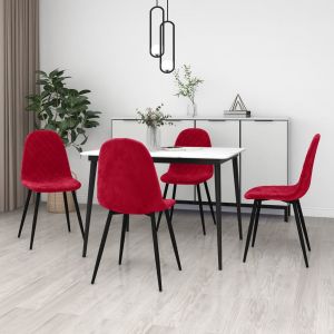 VidaXL Chaises à manger lot de 4 rouge bordeaux velours - Rouge bordeaux