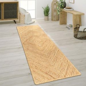 Paco Home - Tapis De Salon Fibres Naturelles Jute Artisanal Motif Moderne Abstrait 80x250 cm, Naturelle 5
