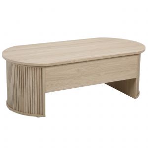 Oviala Table basse ovale avec plateau relevable effet bois clair