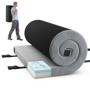 Coast Matelas de Camping Pliable 188x97x6.5 cm - Gris - Matelas confortable en mousse &agrave; m&eacute;moire de forme et sac de transport