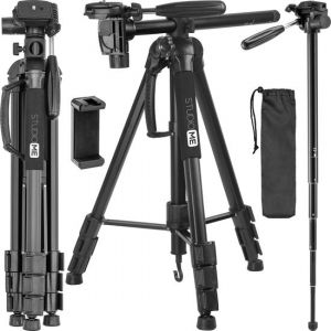 Studio ME Phone Tripod - 179 cm - Camera Tripod - Black - Monopod - Tripod Smartphone - Phone Holder - Tripod Iphone - Tripod Phone / Camera / DSLR