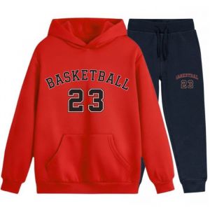 Jogging Enfant Inspir&eacute; Du Basketball Rouge - Ensemble Sport 3-14 Ans (Taille 7-8 Ans,Couleur Rouge)