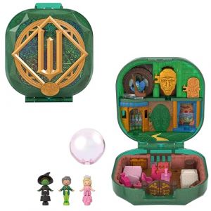 Polly Pocket Coffret Wicked Collector avec Mini-Figurines, 2 Accessoires th&eacute;matiques, lieux embl&eacute;matiques (Shiz et Oz), Glinda, Elphaba et Le Magicien, JFV04