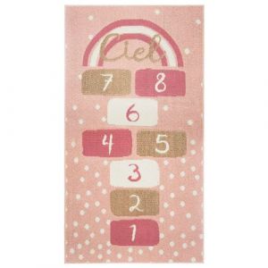 Atmosphera Tapis enfant rectangulaire Marelle - 80 x 150 cm - Rose