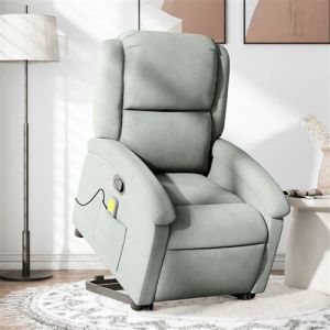 VidaXL Fauteuil de massage inclinable Gris clair Velours 3204311