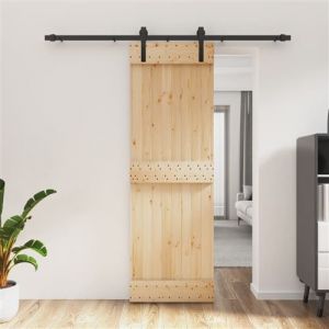 VidaXL Porte coulissante et kit de quincaillerie 70x210 cm pin massif, porte intérieure, porte de grange intérieure, porte de grange