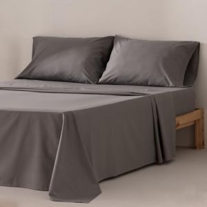 Parure de draps en 100% coton gris 150x200 + (2)50x85cm