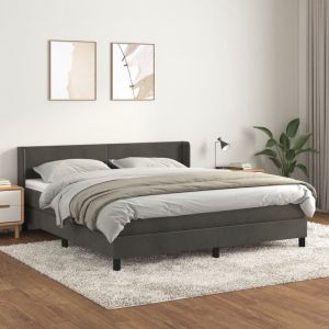 VidaXL Lit &agrave; sommier tapissier et matelas Gris fonc&eacute; 160x200cm Velours