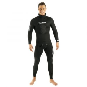 Seacsub SEAC Black Shark Combinaison de p&ecirc;che Sub et Apn&eacute;e en n&eacute;opr&egrave;ne 5 mm, 2 pi&egrave;ces, int&eacute;rieur doubl&eacute; pour Homme, Noir, Taille S