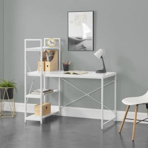 Bureau avec Etagères Stavanger 122 x 120 x 64 cm Blanc [en.casa]