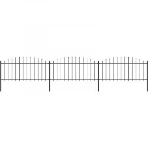 VidaXL Clôture de jardin à dessus en lance Acier (0,5-0,75)x5,1 m Noir