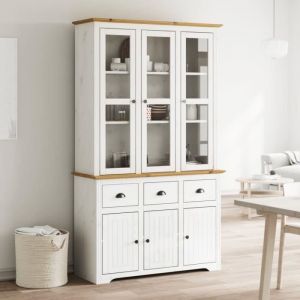 VidaXL Buffet BODO blanc et marron 115,5x43x200,5cm bois massif de pin, armoire, armoire de rangement, buffet haut, armoire latérale, armoire haute