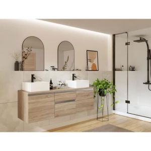 Meuble sous vasque suspendu - Naturel clair - 150 cm - JIMENA II