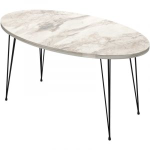 Helloshop26 - Table basse ovale 43 x 90 x 50 cm marbre blanc noir