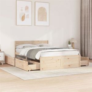 VidaXL Cadre de lit avec tiroirs 135x190 cm Bois de pin massif, meuble de chambre à coucher, sommier, lit en bois, lit, lit 3282357