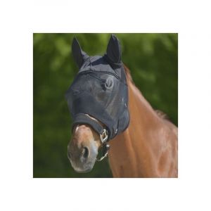 Waldhausen Masque anti-mouches anti-UV avec oreilles Premium COULEUR - Noir, TAILLE A - Cob/pur-sang