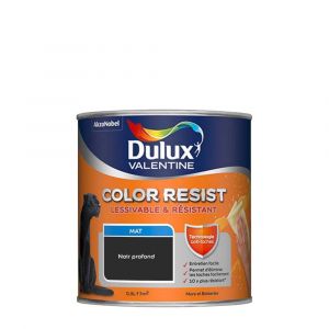 Dulux Valentine Peinture bicouche intérieure Color Resist Murs et Boiseries Mat Noir Profond 0,5 L