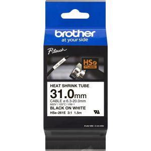 Brother Ruban encreur pour gaine thermorétractable HSe HSE261E Couleur de ruban: blanc Couleur de police:noir 31 mm 1.5