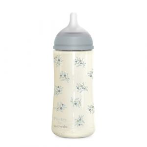 Suavinex Biberon 360 ml, avec Tétine Symétrique SX Pro en Silicone, Valve Anticolique, Débit Dense (L), pour Liquides Consistance Dense, Convient Bouillies Liquides. Bébés +6 Mois. Poetry, Bleu
