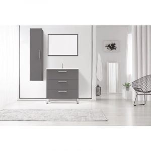 Ondee - zen - Colonne de rangement &agrave; suspendre pallas - 30cm - Gris - M&eacute;lamin&eacute; - Livr&eacute; en kit