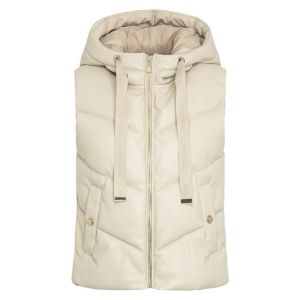 Morgan Doudoune droite &agrave; capuche simili cuir ivoire femme - Taille 40