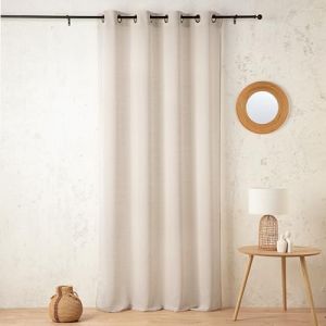 LINDER Voilage uni Doux en Laine - Tiss&eacute; et Teint en France - Style Naturel - Beige Laine - &oelig;illets Canon de Fusil -140x240cm - 43% Laine 26% Polyester 13% Coton 18% Polyamide - Collection M&eacute;lolaine