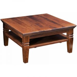 Massivmoebel24 - Table basse 85x85 Acacia laqué Nougat oxford 316