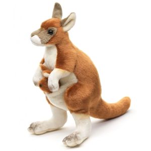 Peluche kangourou avec b&eacute;b&eacute; - 23 cm - Uni-Toys