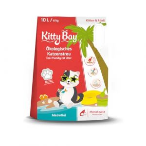 Kitty Bay - Meowtini - Litière écologique pour Chats, agglomérant et sans poussière, Manioc Blanc, 10 litres