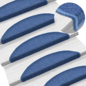 VidaXL Tapis d'escalier 10 pcs 56x20 cm Bleu
