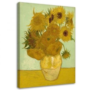 Image de Cadre décoratif en MDF et toile avec reproduction de l'œuvre Les tournesols de Van Gogh Feeby