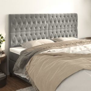 VidaXL Têtes de lit 4 pcs Gris clair 100x7x78/88 cm Velours