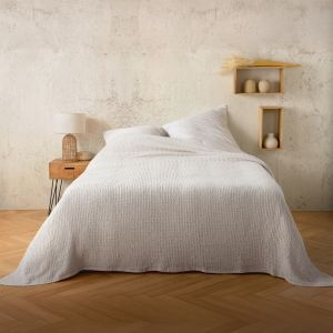 LINDER PLAID KALINE BLANC COTON 125x150cm
