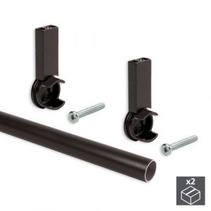 Emuca Kit de 2 barres penderie en aluminium D. 28 x 1400 mm et supports Moka pour armoire finition couleur moka - 7062213