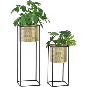 [en casa] Lot de 2 Supports de Plante Mettet Noir Doré