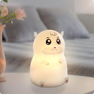 Ansmann Veilleuse pour enfants, lampe animalière, hamster en silicone, rechargeable, à intensité variable, différentes couleurs