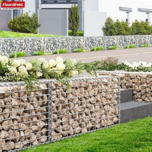 Floordirekt - Gabion de jardin Lenox en acier galvanisé – 5 tailles au choix, modèle 100 x 80 x 30 cm