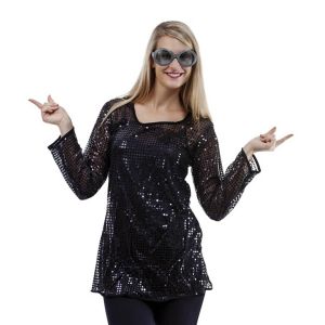 Ruedelafete Tunique avec sequins d&eacute;coratifs en noir pour femme en S/M (x1) REF/22822