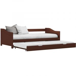 Image de VidaXL Cadre de lit extensible Marron foncé Bois de pin 90x200 cm