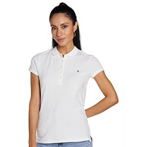 Image de Tommy Hilfiger New Chiara Str Pq Polo SSPolo - Femme - Blanc (100 Classic White) - FR : 38 (Taille fabricant : M)