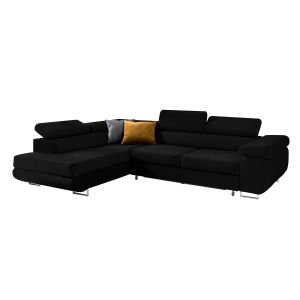 Canapé d'angle convertible gauche 4 places Wilson velours Noir