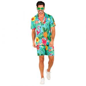 Widmann W MILANO Party Fashion - Tenue hawaïenne, chemise et short à manches courtes, fleurs, aloha, fête sur la plage, déguisement