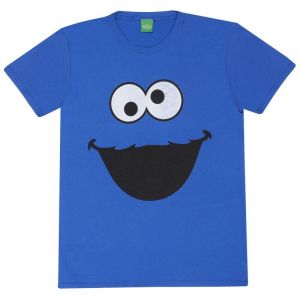 Sesame Street T-Shirt Manches courtes de - Cookie Monster Face - S à XXL - pour Homme - bleu roi