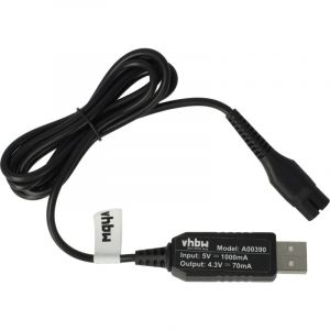 Vhbw Câble de Charge Compatible avec Philips QT4000/13, QT4000/15, QT4000/42, QT4005/13, QT4005/15 Rasoir - Câble d'alimentation, 120 cm, Noir