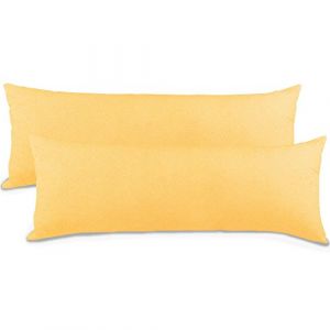 Aqua-textil Classic Line Housse de Coussin Lot de 2 Fermeture Éclair Coton 40 x 145 cm Jaune crème